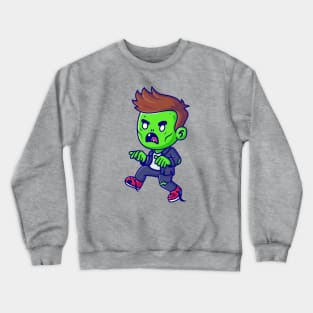 Cute Zombie Walking Cartoon Crewneck Sweatshirt